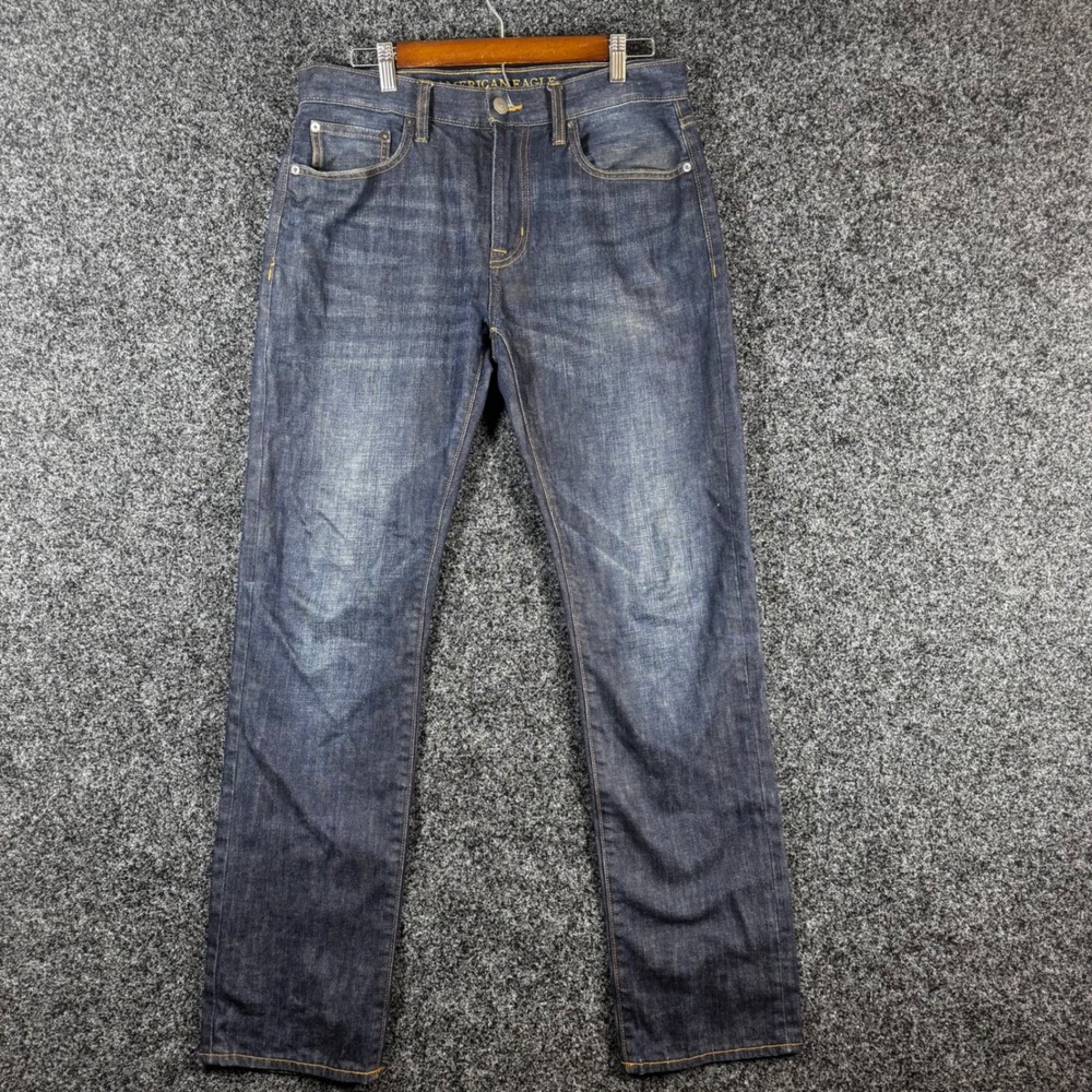 American Eagle‎ Original Straight Dark Wash Indigo Cotton Denim Jeans Mens 31x34